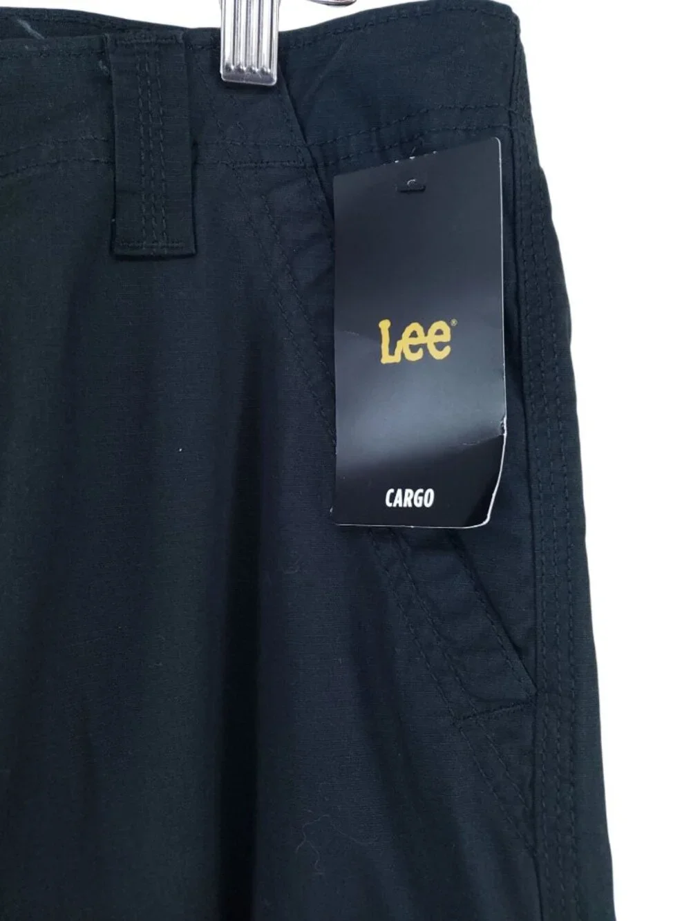 Lee Mens Relaxed Fit Cargo Pants 31x32 Black Ripstop High Rise Straight Leg